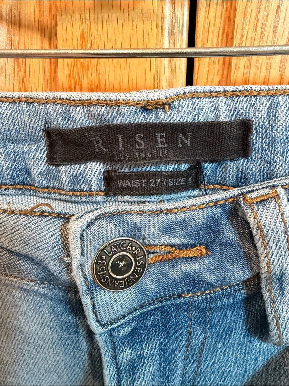 Sale!! Risen Bri Distressed High Rise Relaxed Skinny Jeans Size 5 / 27 Raw Hem - Picture 2 of 5